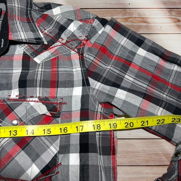Rock & Roll Cowboy Multicolor Plaid Shirt Size Small - Picture 5 of 6